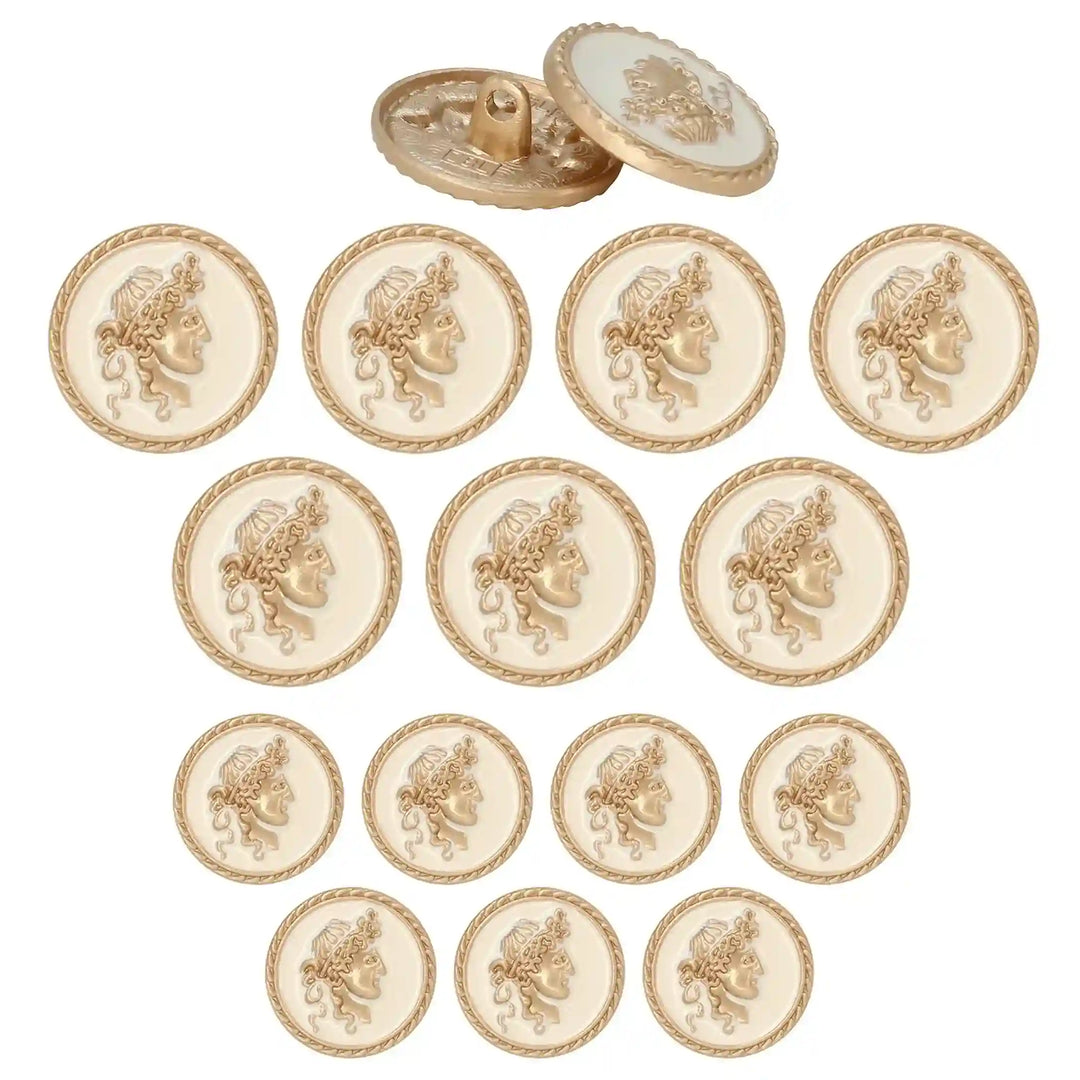 Premium metal buttons with a raised design by Ani Accessories. Set of 14 buttons, best for all types of coat styles.