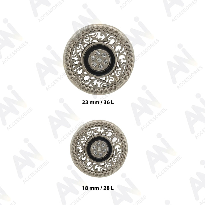 Decorative Metal Buttons with Rhinestone Accents