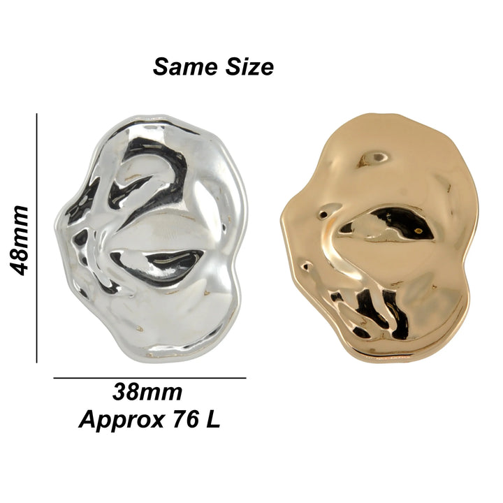 Hammered Crinkled Metal Buttons | 48mm