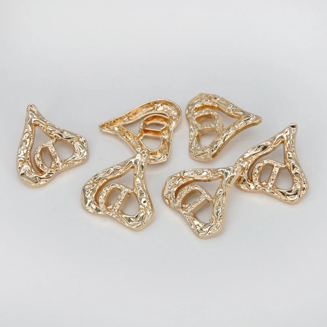 Heart Shaped Golden Metal Buttons | 28mm(44L)