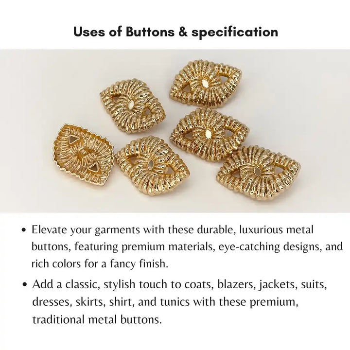 Elegant Eye-Shaped Golden Metal Buttons | 34mm(54L)