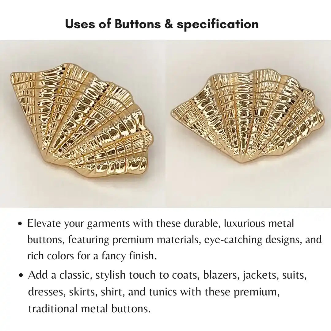 Shell Inspired Golden Metal Buttons | 21mm(55L)