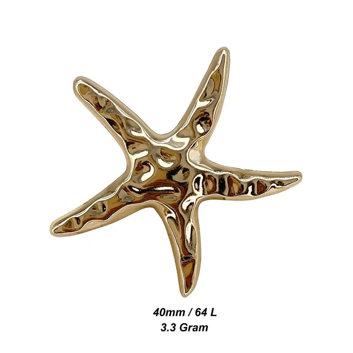 Star Shaped Golden Metal Buttons | 40mm(64L)