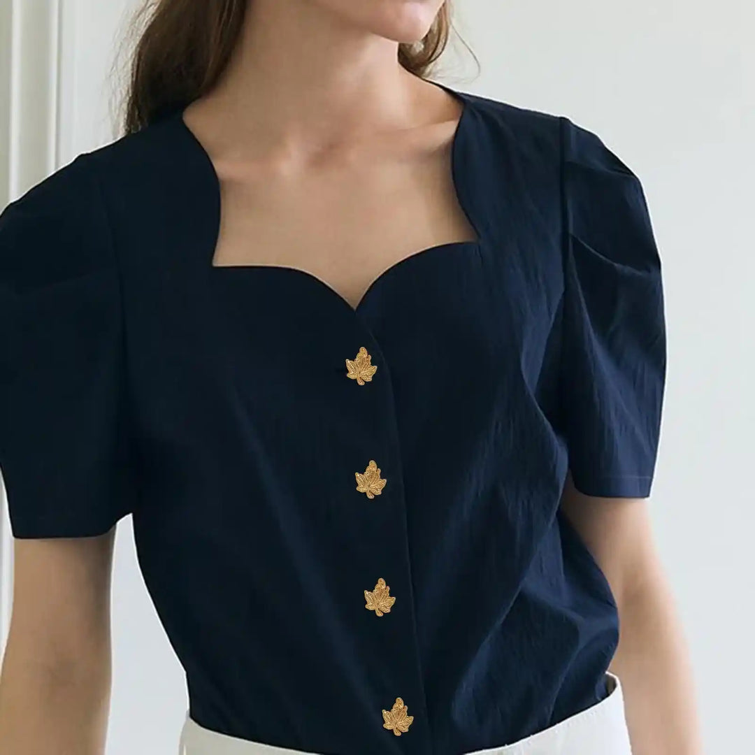 Leaf Shaped Golden Metal Button | 20mm(32L)