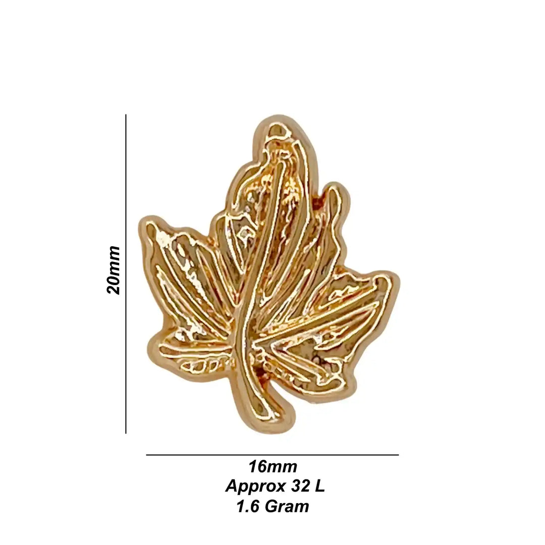 Leaf Shaped Golden Metal Button | 20mm(32L)