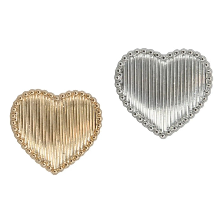 Ribbed Heart Shape Metal Button | 12mm (20L)