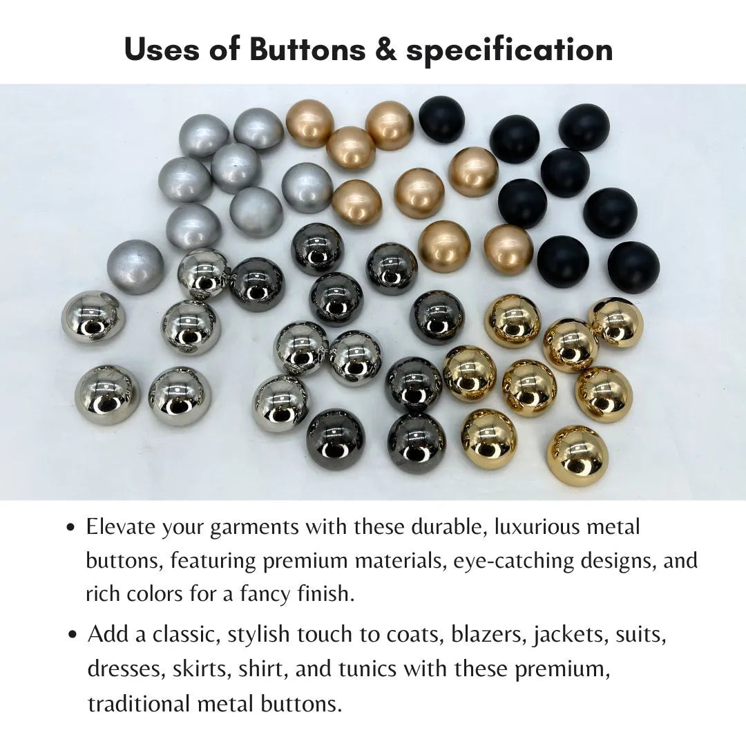 Round Metal with Shank Dome Button