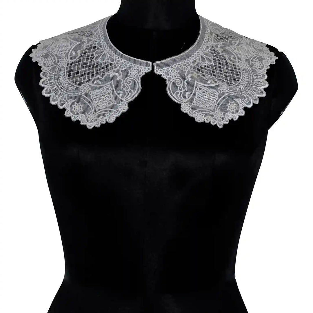 Floral Cutwork Cross Design Peterpan Collar