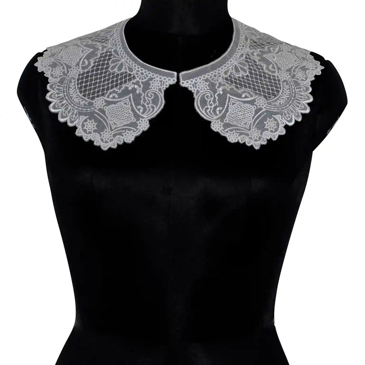 Floral Cutwork Cross Design Peterpan Collar