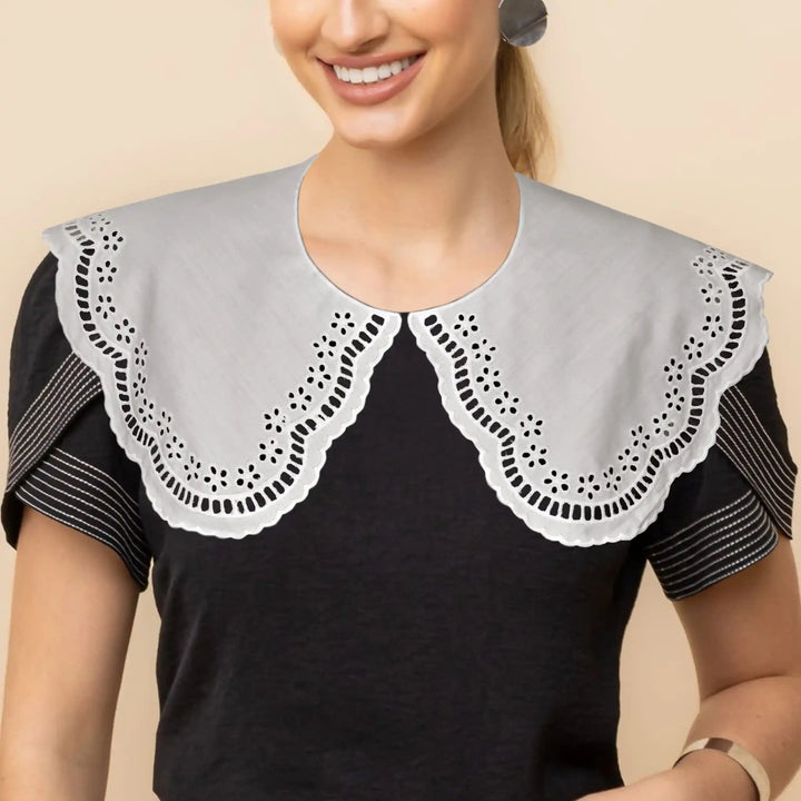 Floral Border Design Peterpan Collar