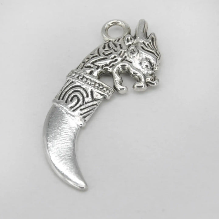 Silver Wolf Fang Metal Charm |13mm x 27mm