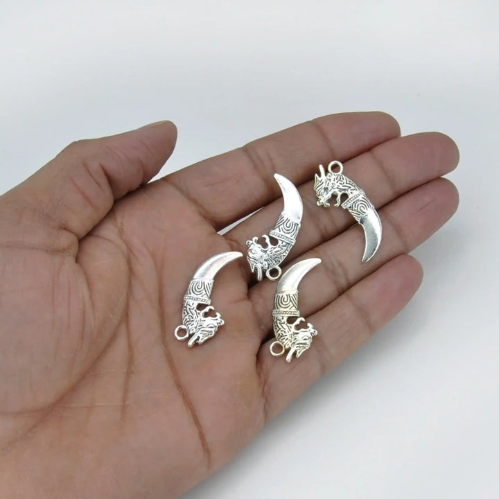 Silver Wolf Fang Metal Charm |13mm x 27mm