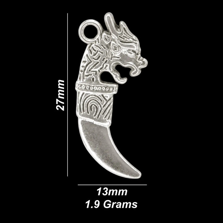 Silver Wolf Fang Metal Charm |13mm x 27mm
