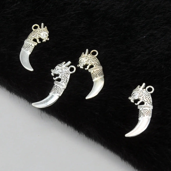 Silver Wolf Fang Metal Charm |13mm x 27mm