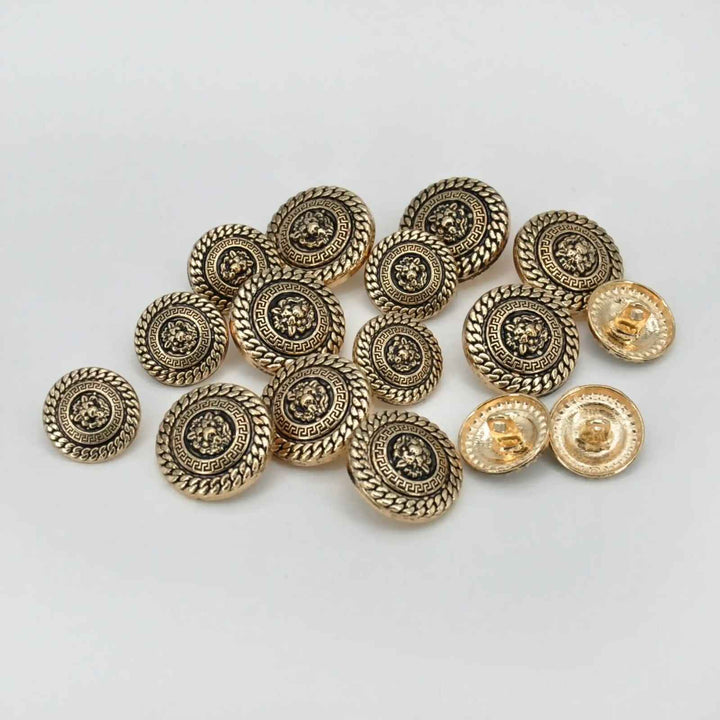 Antique Lion Motif Shank Metal Button | 18mm(28L) & 23mm(36L)