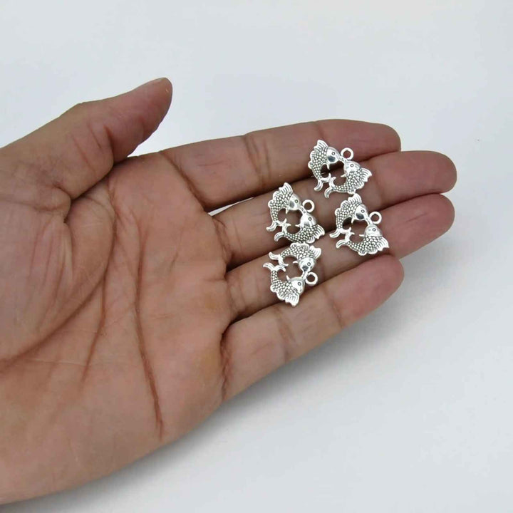 Twin Fish Symbol Metal Charm | 16mm x 19mm