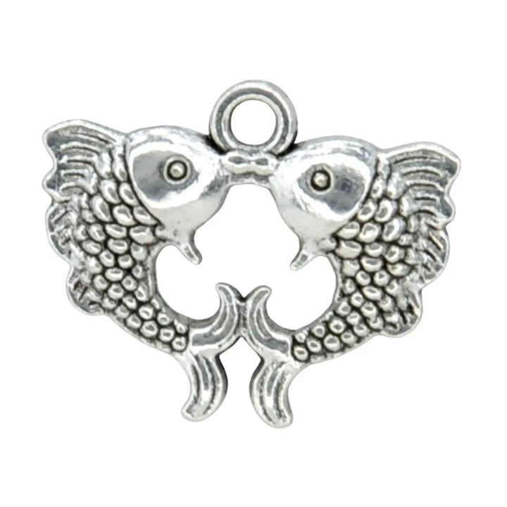 Twin Fish Symbol Metal Charm | 16mm x 19mm