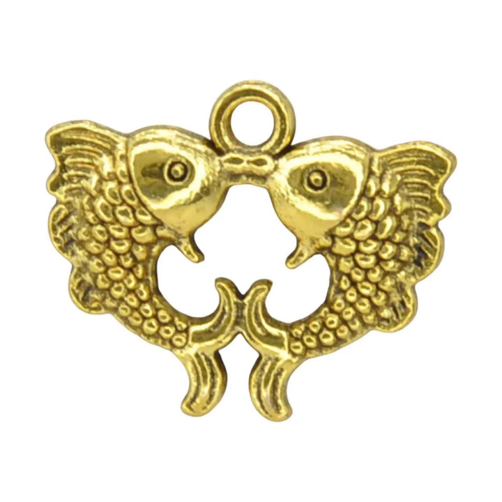 Twin Fish Symbol Metal Charm | 16mm x 19mm