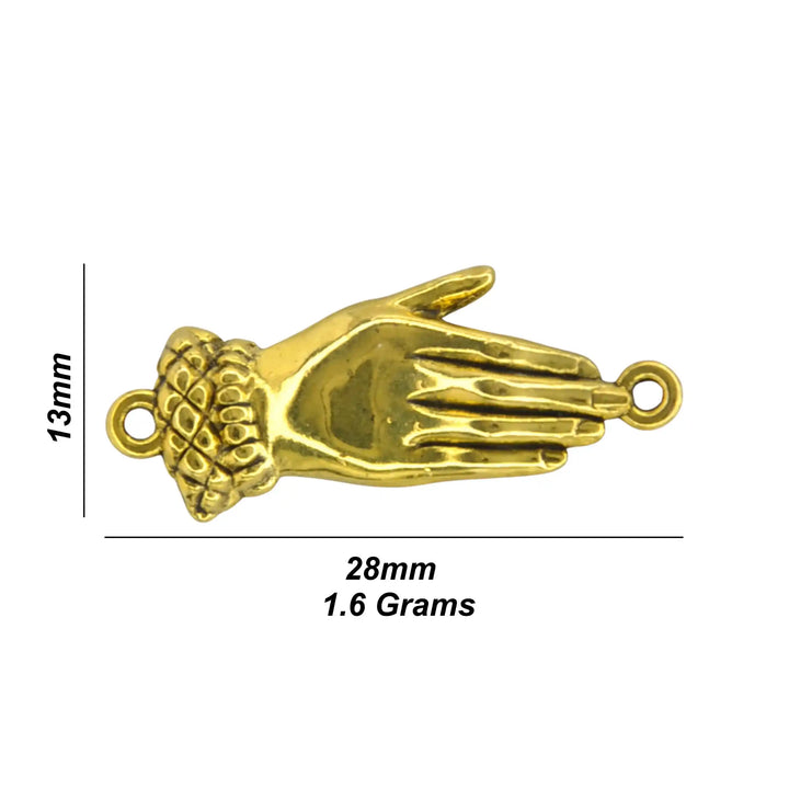 Golden Hand Metal Charm | 13mm x 28mm