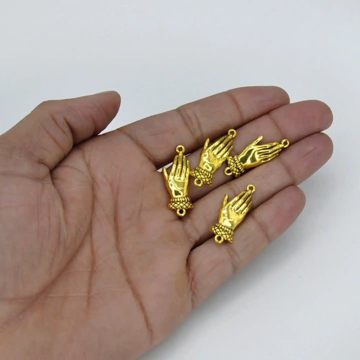 Golden Hand Metal Charm | 13mm x 28mm