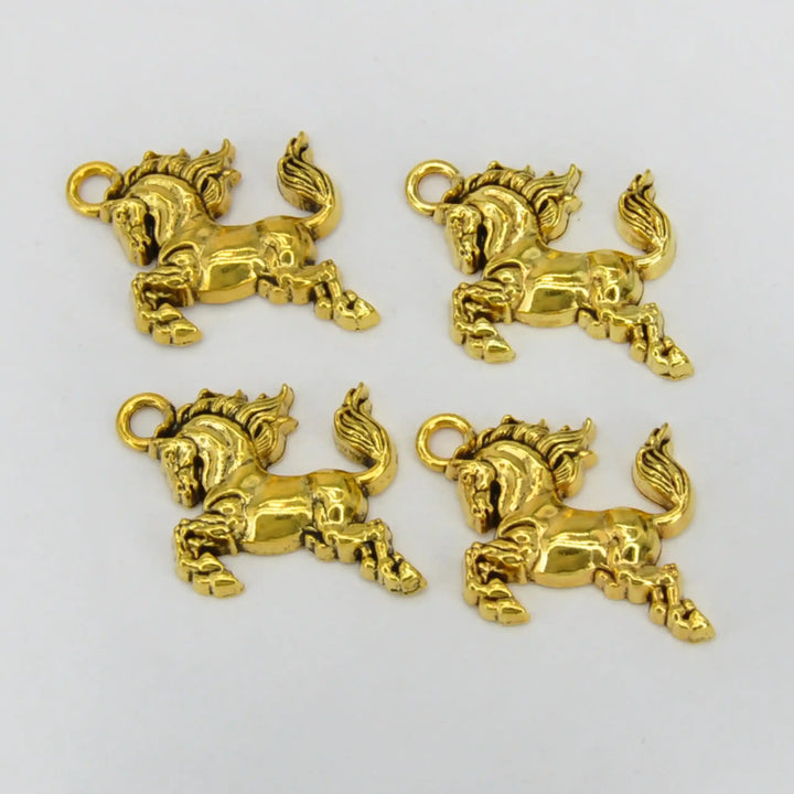 Golden Rearing Horse Metal Charms | 24mm x 30mm﻿