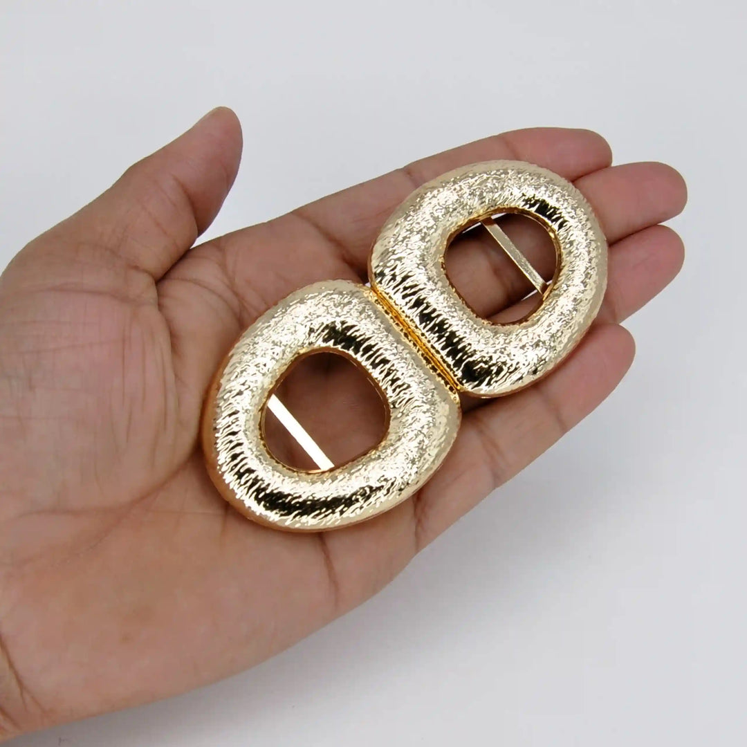 Golden Twin Oval Metal Buckle | 10cm