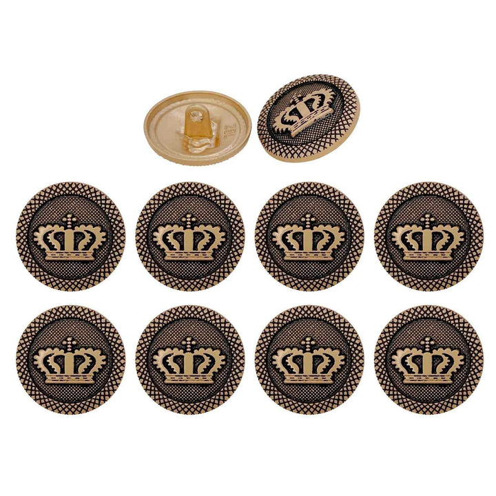 Regal Elegance Crown Metal Buttons | 18mm(28L) & 20mm(32L)