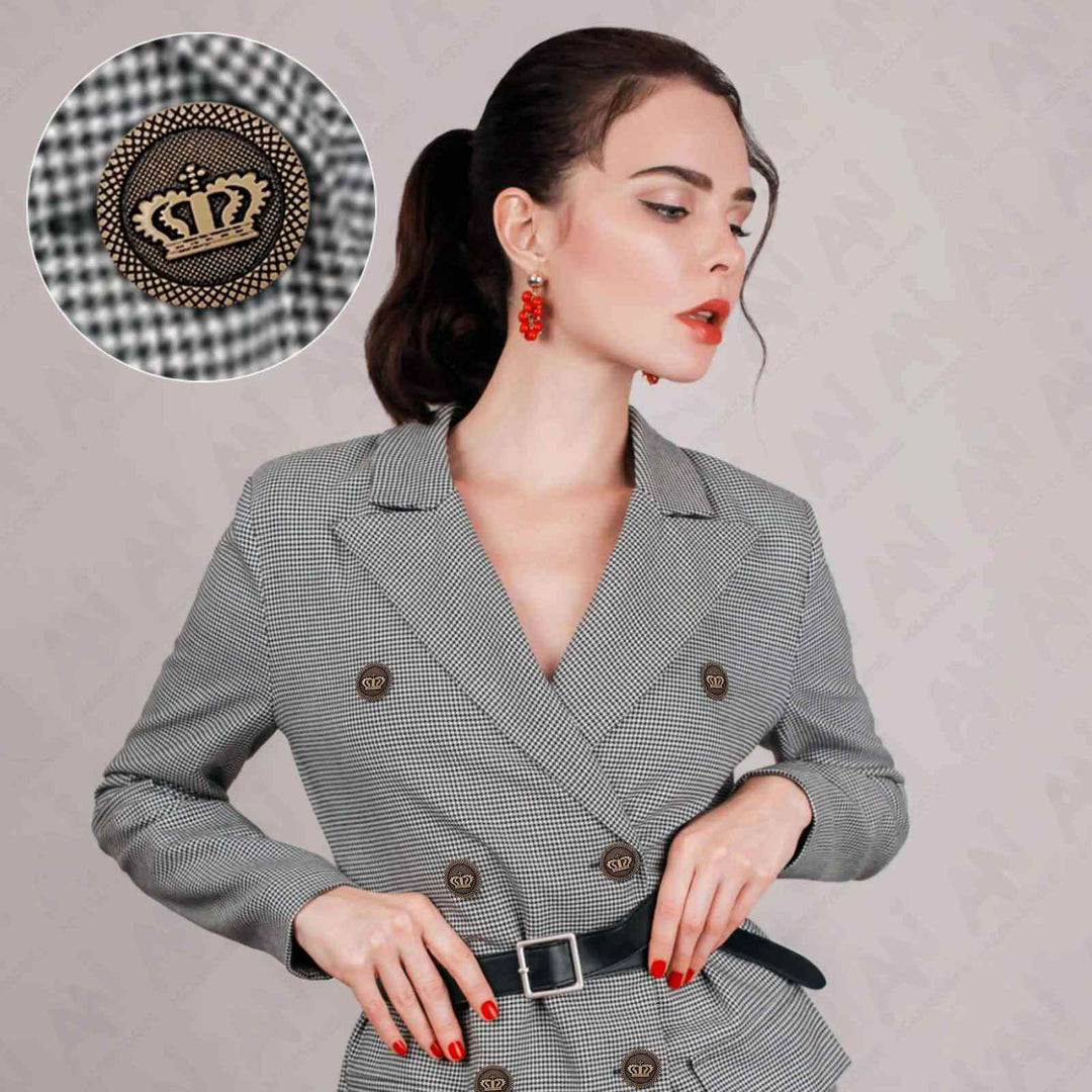 Regal Elegance Crown Metal Buttons | 18mm(28L) & 20mm(32L)