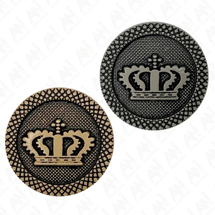 Regal Elegance Crown Metal Buttons | 18mm(28L) & 20mm(32L)