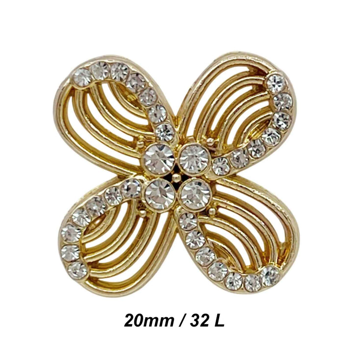 Floral Rhinestone Metal Buttons | 15mm(24L), 18mm(28L) & 20mm(32L)