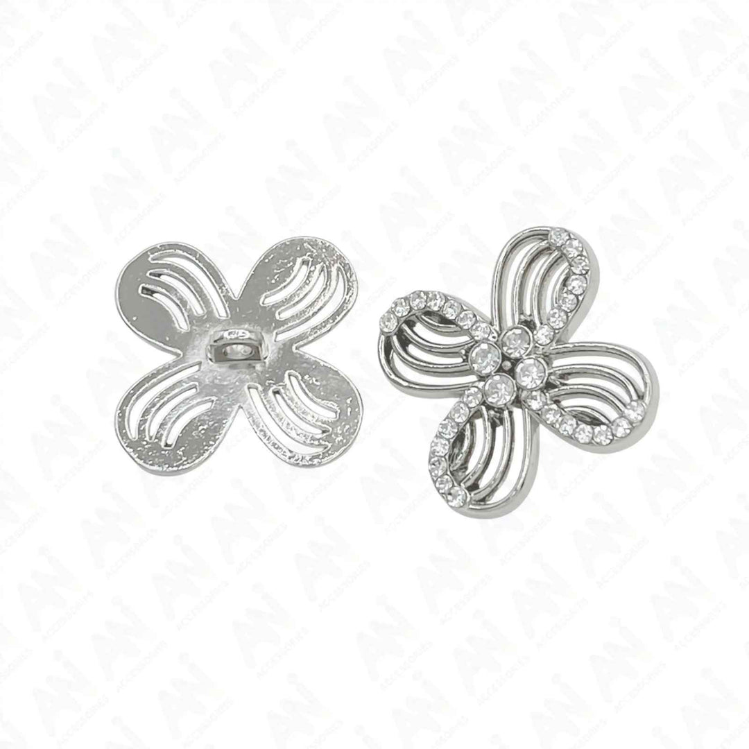 Floral Rhinestone Metal Buttons | 15mm(24L), 18mm(28L) & 20mm(32L)