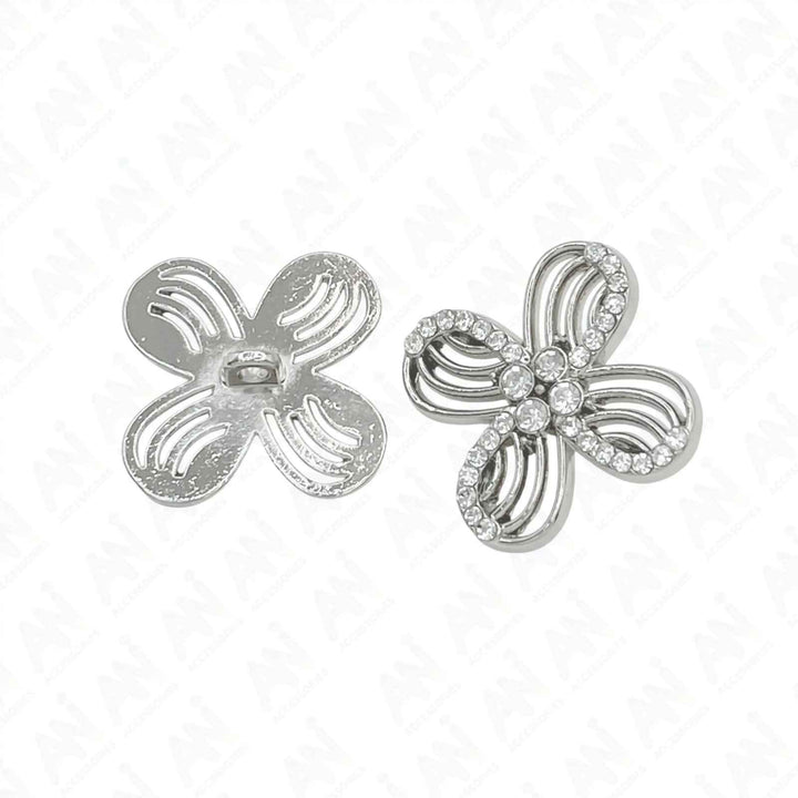 Floral Rhinestone Metal Buttons | 15mm(24L), 18mm(28L) & 20mm(32L)