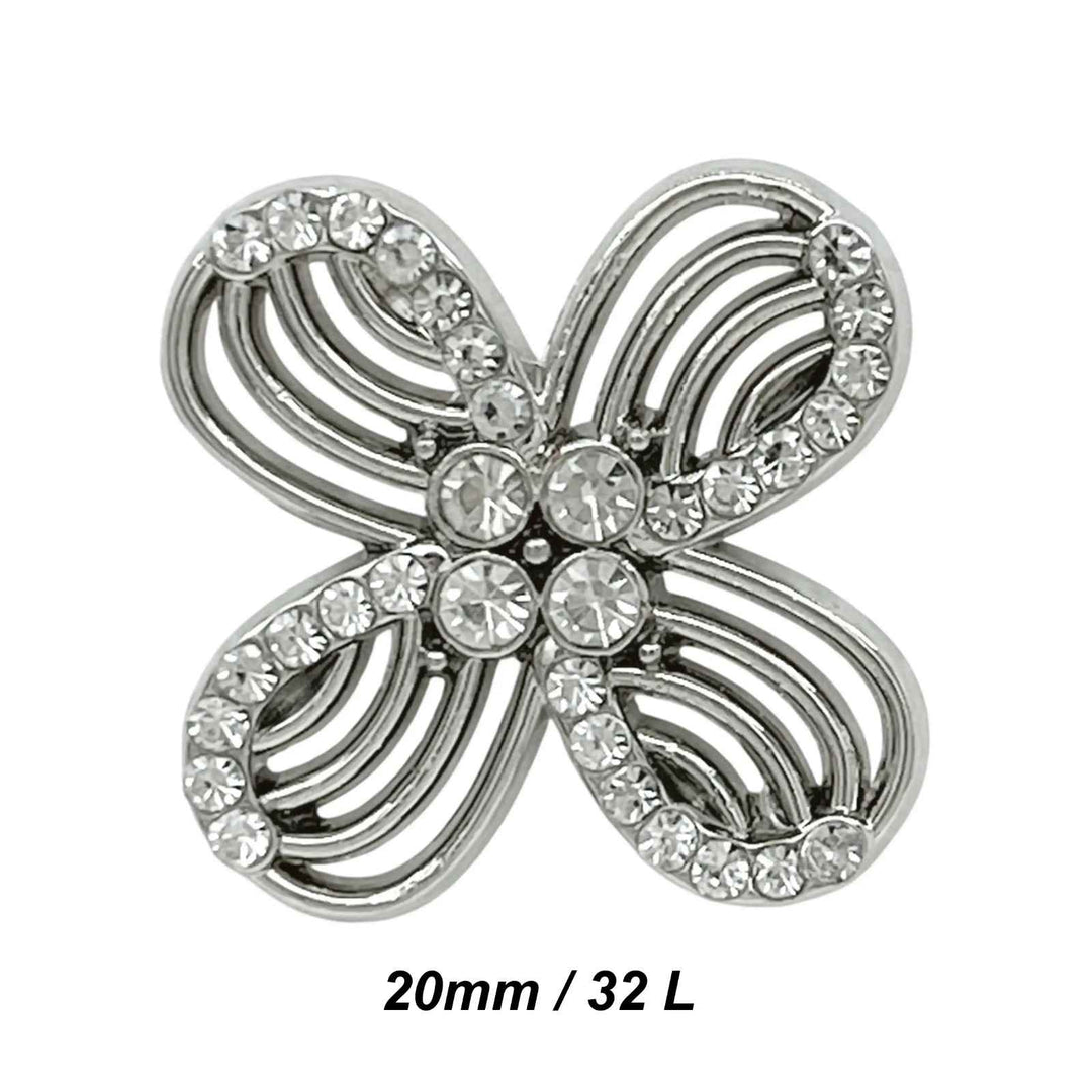 Floral Rhinestone Metal Buttons | 15mm(24L), 18mm(28L) & 20mm(32L)