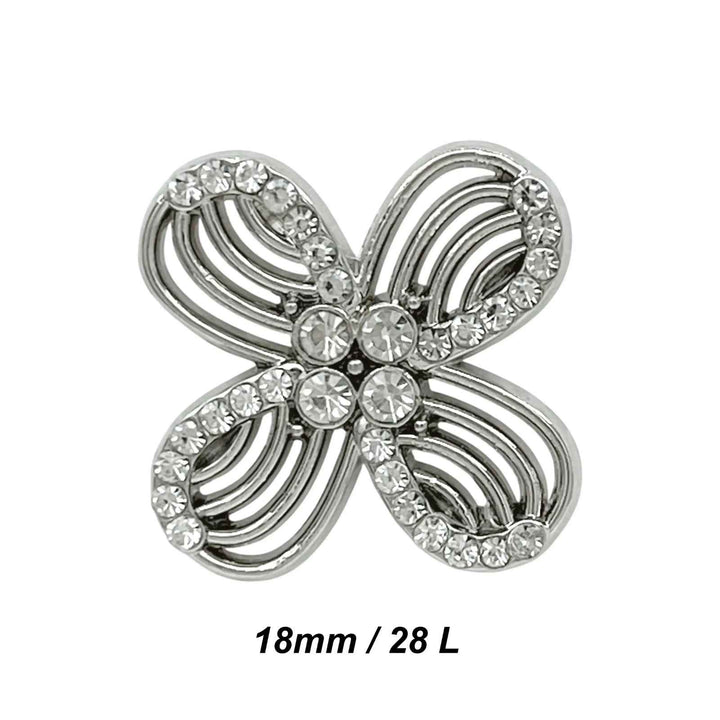 Floral Rhinestone Metal Buttons | 15mm(24L), 18mm(28L) & 20mm(32L)