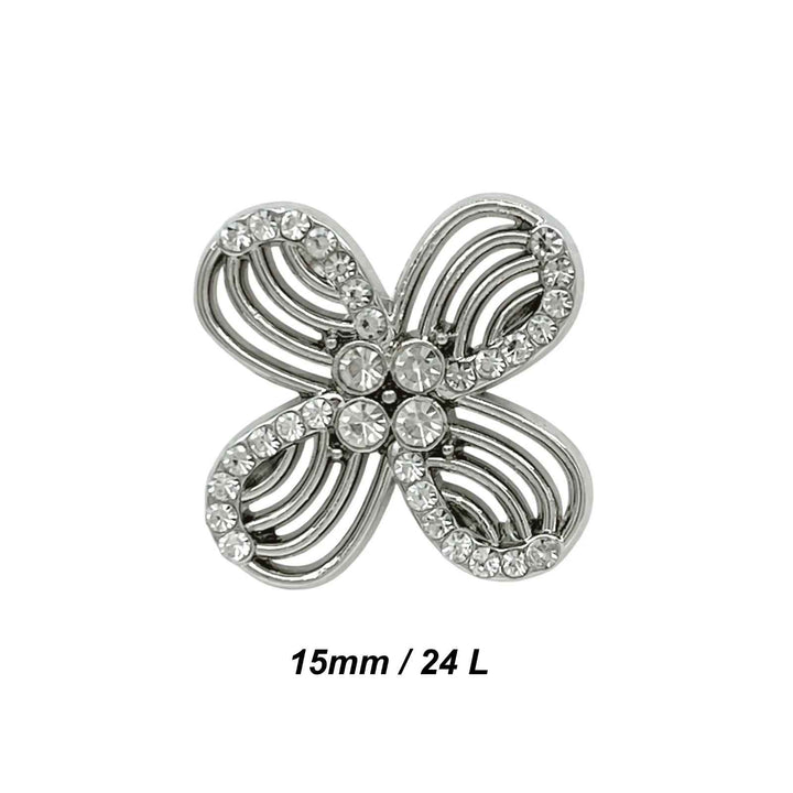 Floral Rhinestone Metal Buttons | 15mm(24L), 18mm(28L) & 20mm(32L)
