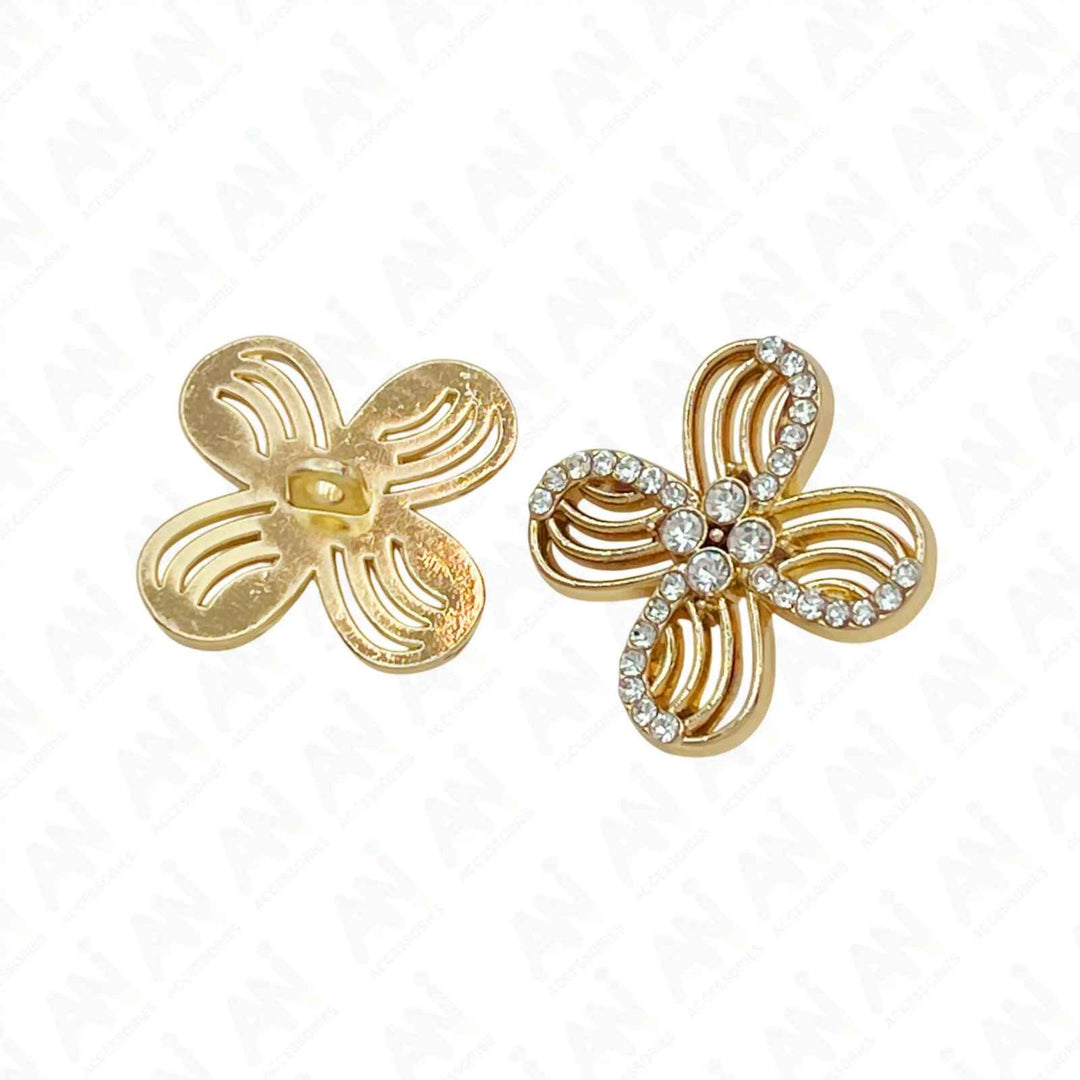 Floral Rhinestone Metal Buttons | 15mm(24L), 18mm(28L) & 20mm(32L)