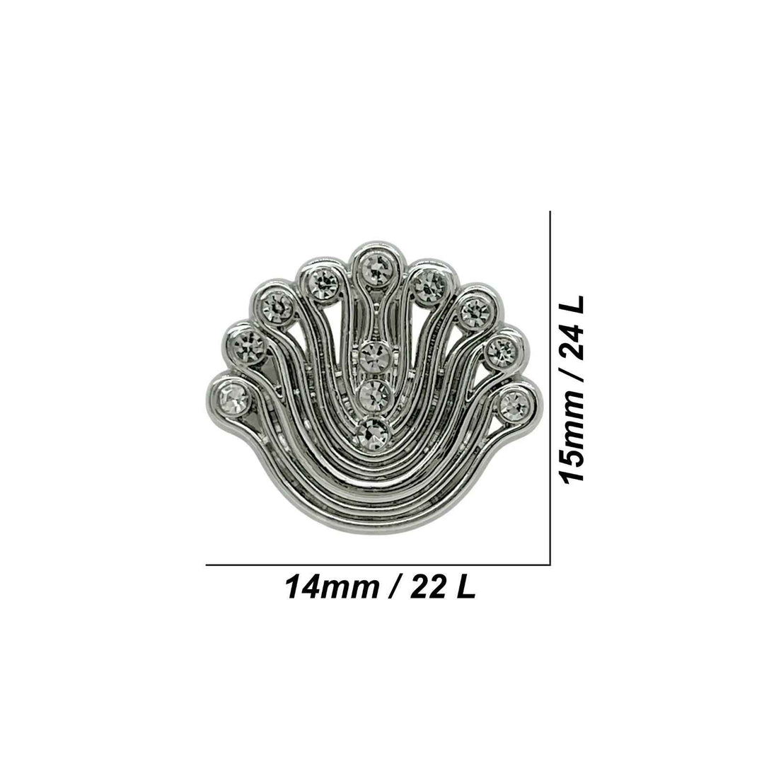 Decorative Fan-Shaped Metal Buttons | 14mm(22L), 18mm(28L) & 23mm(36L)