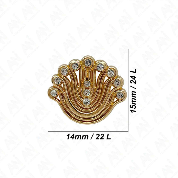Decorative Fan-Shaped Metal Buttons | 14mm(22L), 18mm(28L) & 23mm(36L)