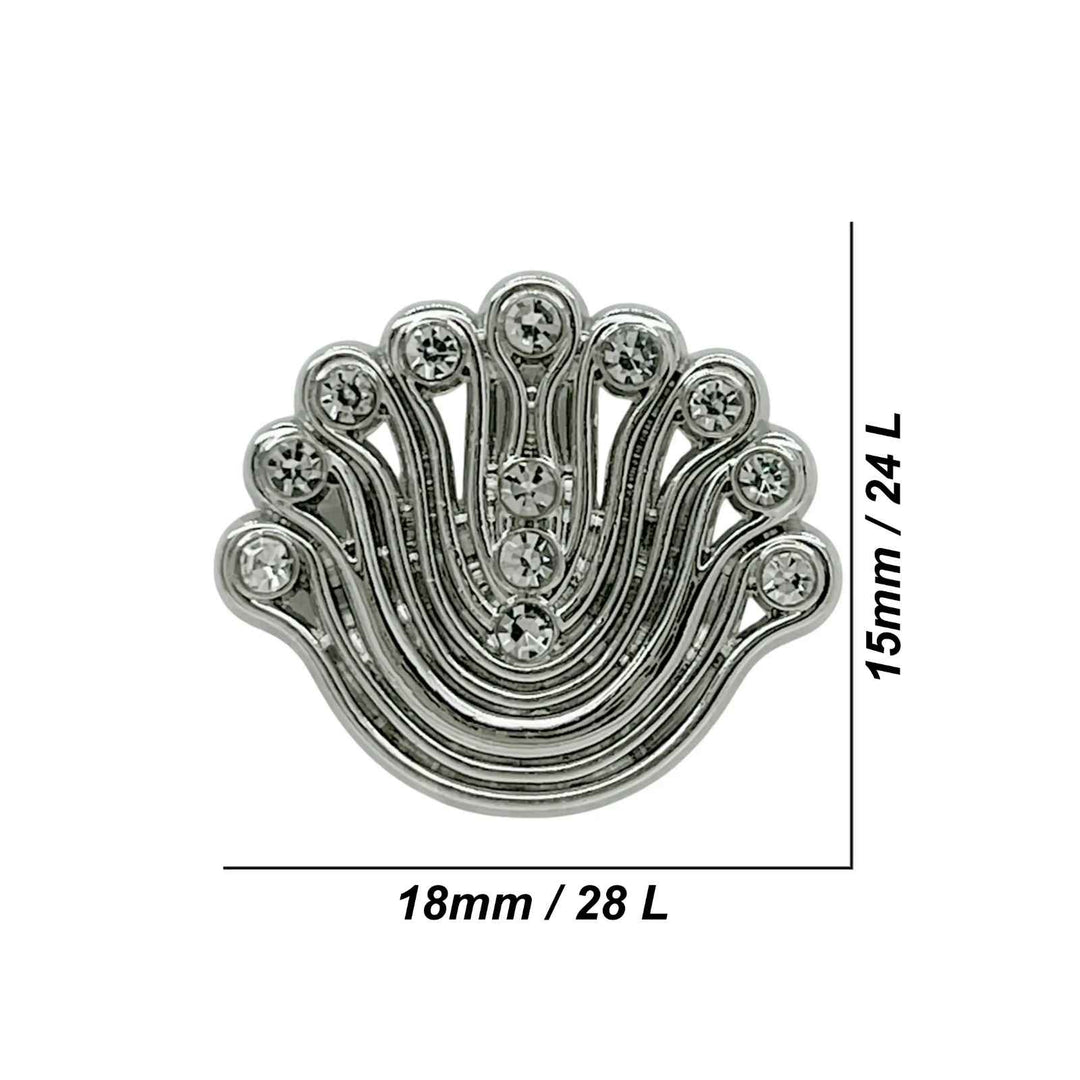 Decorative Fan-Shaped Metal Buttons | 14mm(22L), 18mm(28L) & 23mm(36L)