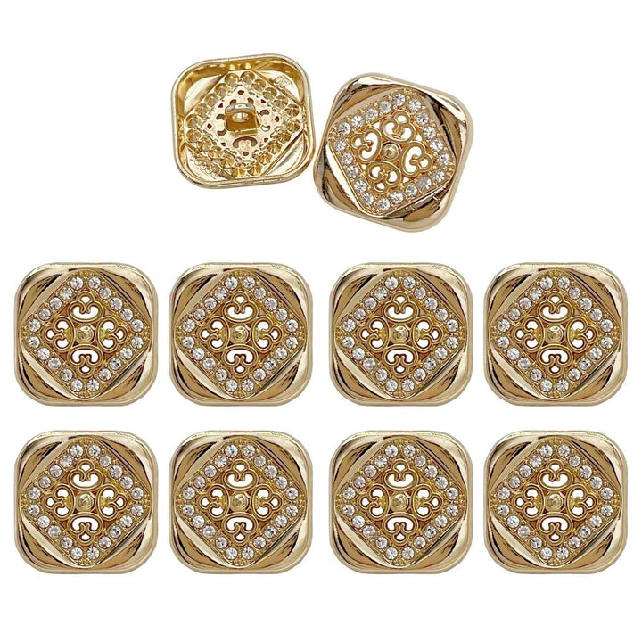 Square Crystal Metal Buttons | 15mm(24L), 18mm(28L) & 20mm(32L)
