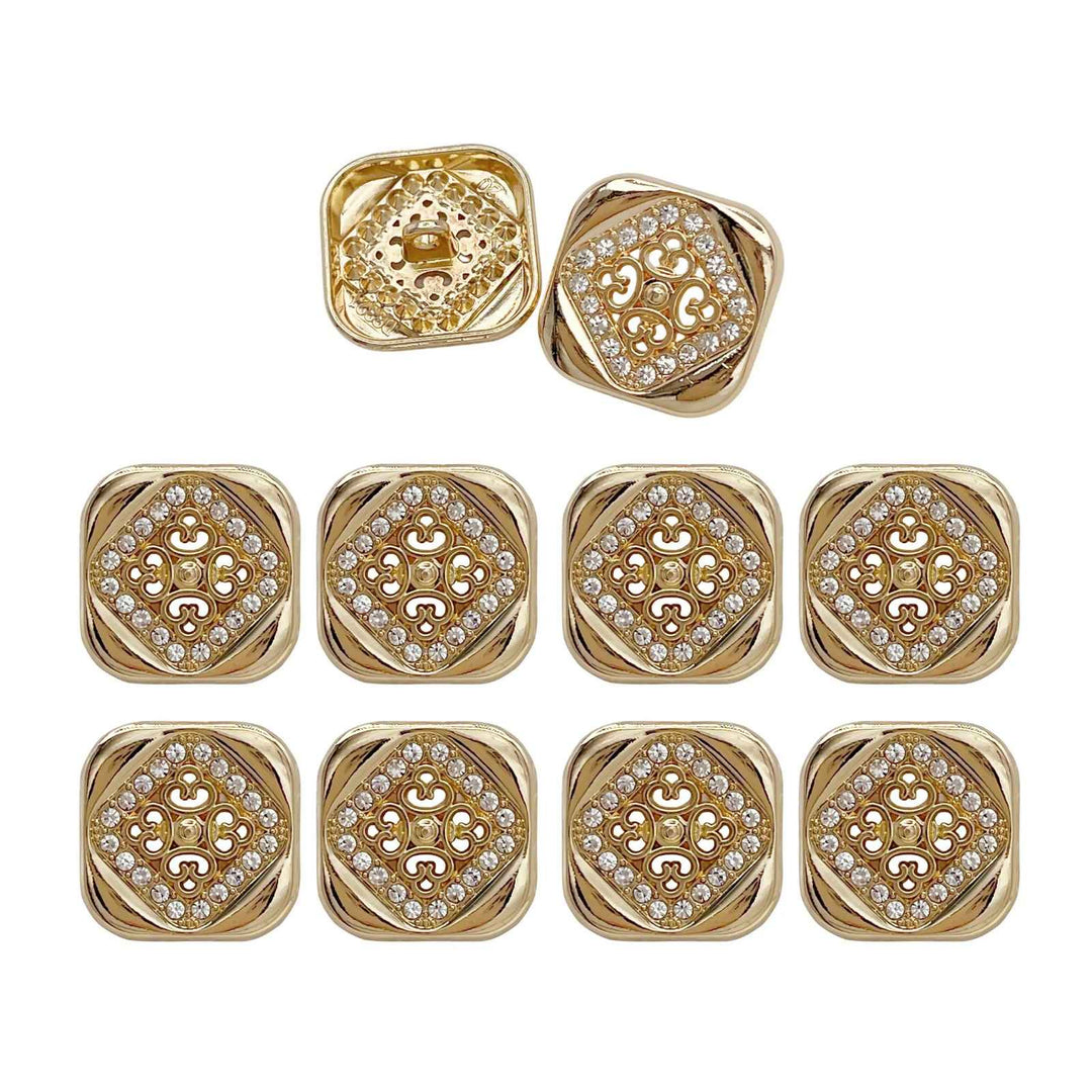 Square Crystal Metal Buttons | 15mm(24L), 18mm(28L) & 20mm(32L)