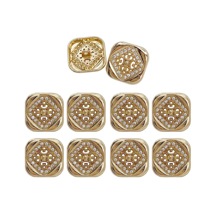 Square Crystal Metal Buttons | 15mm(24L), 18mm(28L) & 20mm(32L)