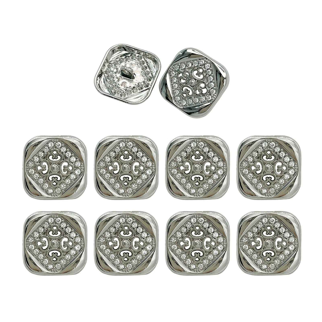 Square Crystal Metal Buttons | 15mm(24L), 18mm(28L) & 20mm(32L)