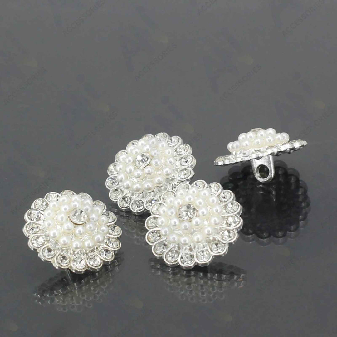 Silver Dome Style Pearl Metal Buttons | 18mm(28L)