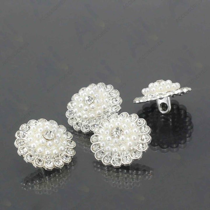 Silver Dome Style Pearl Metal Buttons | 18mm(28L)