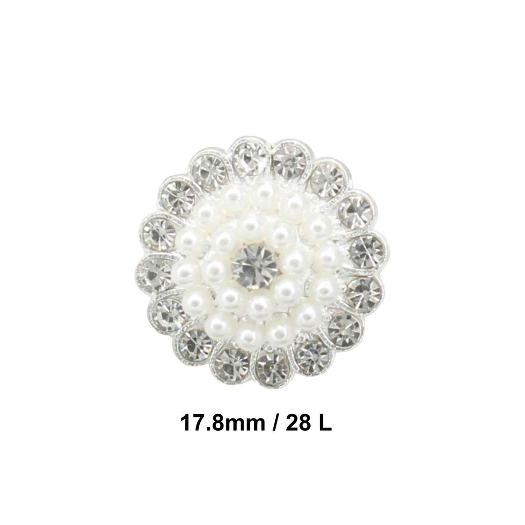 Silver Dome Style Pearl Metal Buttons | 18mm(28L)