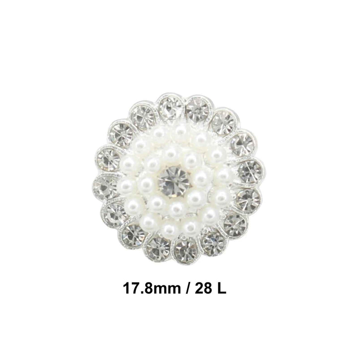 Silver Dome Style Pearl Metal Buttons | 18mm(28L)