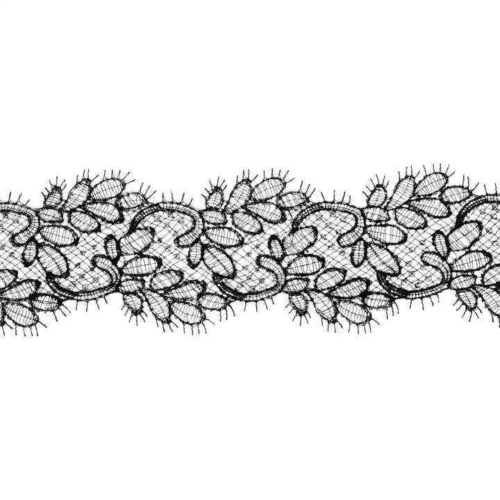 Black Floral Lace | Width 8.6cm (3.4 inches) 86mm