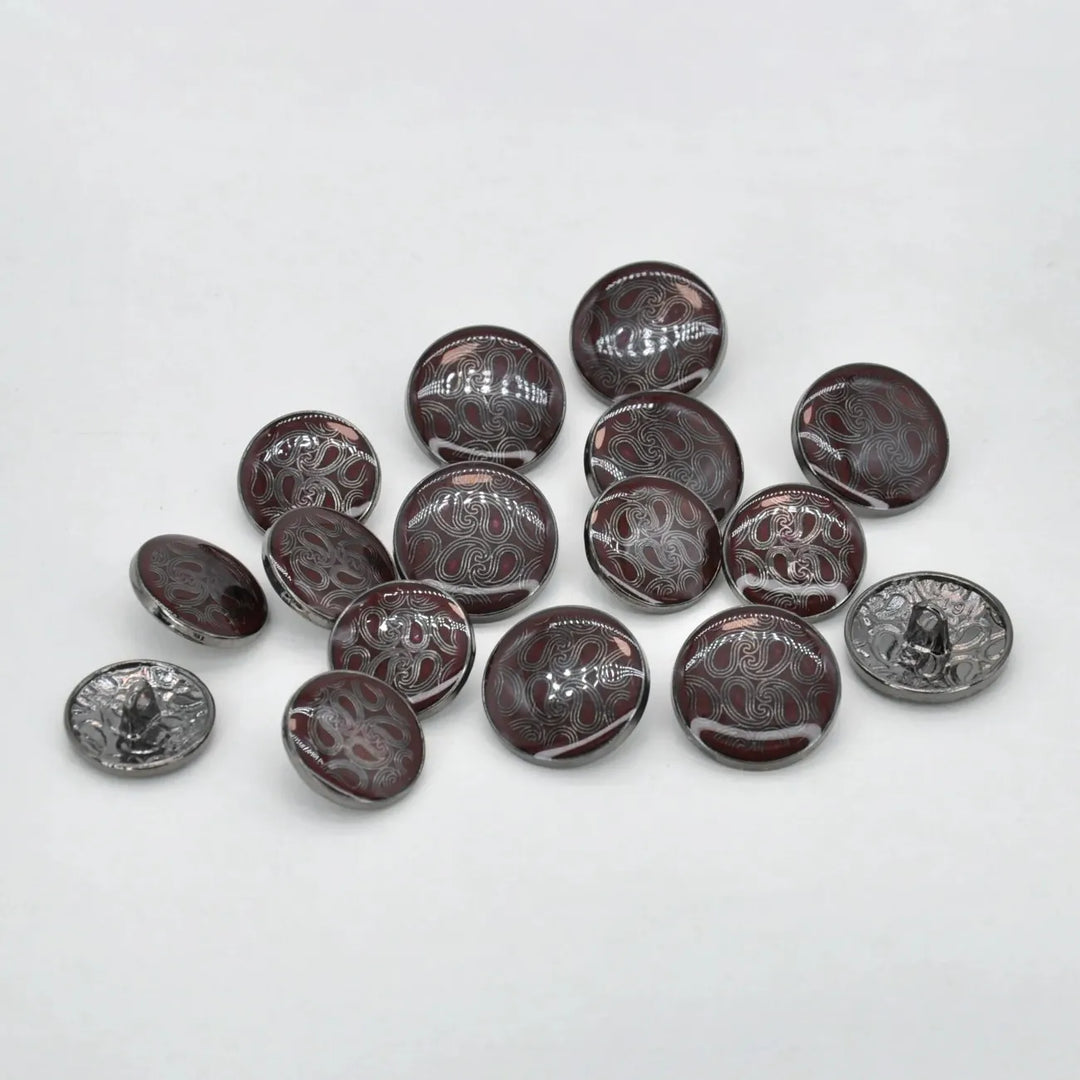 Golden Paisley Design with Shank Metal Button | 18mm(28L) & 20mm(32L)