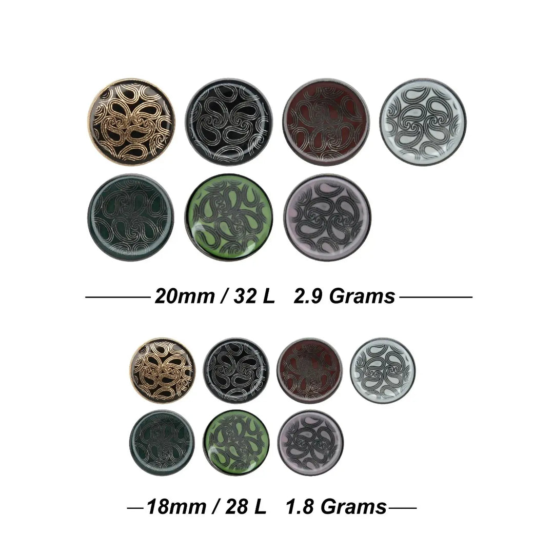 Golden Paisley Design with Shank Metal Button | 18mm(28L) & 20mm(32L)